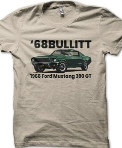 Steve McQueen 68 Bullitt Mustang 390 GT retro t-shirt