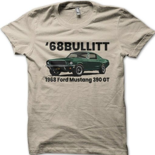 Steve McQueen 68 Bullitt Mustang 390 GT retro t-shirt