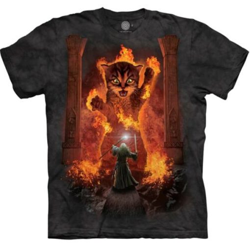 The Mountain Cat Gandalf You Shall Not Pass Fire Kitten Wizard Kitty t-shirt