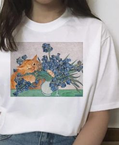 CAT BITES FLOWERS t-shirt