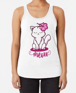 white cats with flower tank top FH