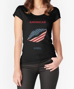 USA Flag Lips American Girl t-shirt FH