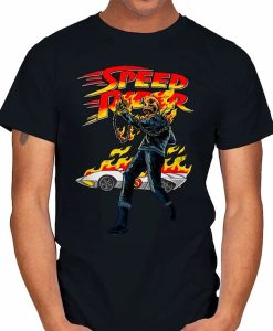 Ghost Rider with this Speed Racer parody t-shirt