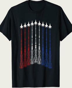 4th Of July Fighter Jet Airplane Red White Blue In The Sky t-shirt