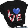 Fourth of July Shirts for Women Patriotic Love Heart t-shirt