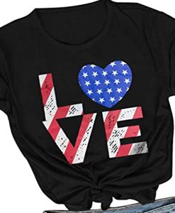 Fourth of July Shirts for Women Patriotic Love Heart t-shirt