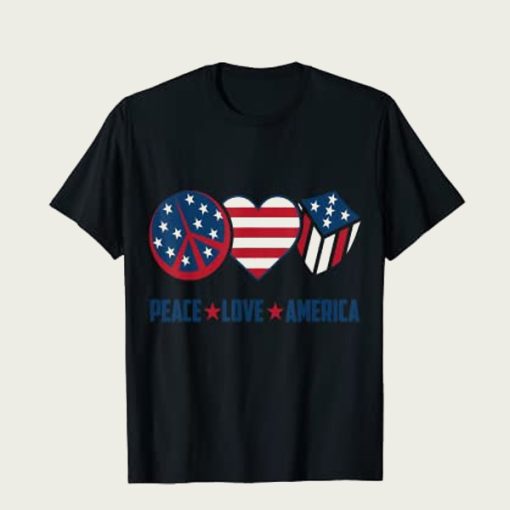 Peace Love America 4th Of July American Flag Veteran Army t-shirt