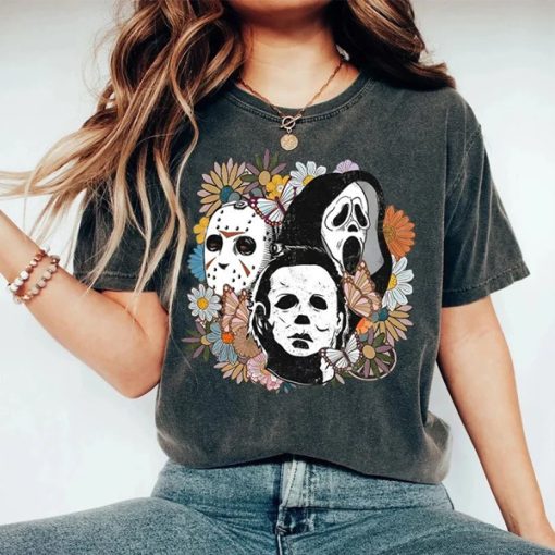 Floral Halloween Horror Movie t-shirt