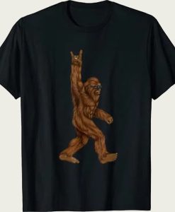 Rock On Bigfoot Sasquatch Loves Rock And Roll Sunglasses On t-shirt