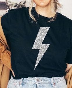 Silver Glitter Lightning Bolt t-shirt