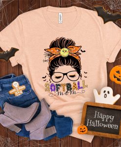 Messy Bun Halloween Softball t-shirt