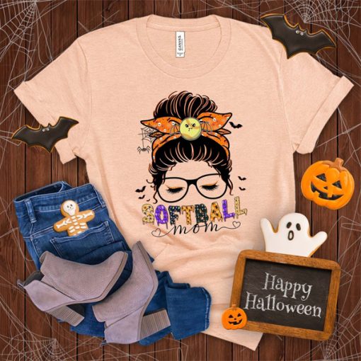 Messy Bun Halloween Softball t-shirt