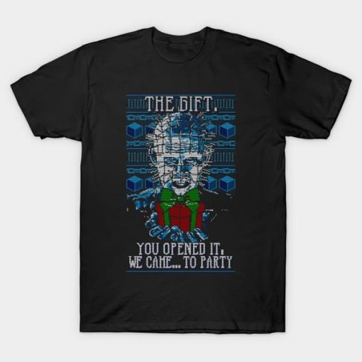 Hellraiser with this ugly Christmas sweater parody t-shirt