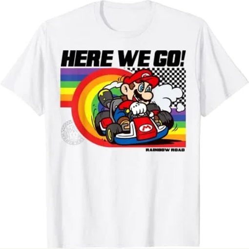 Mario Kart Pride Rainbow Road Here We Go t-shirt