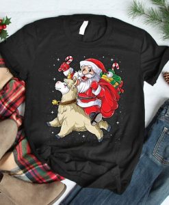 Santa Riding Llama Christmas t-shirt