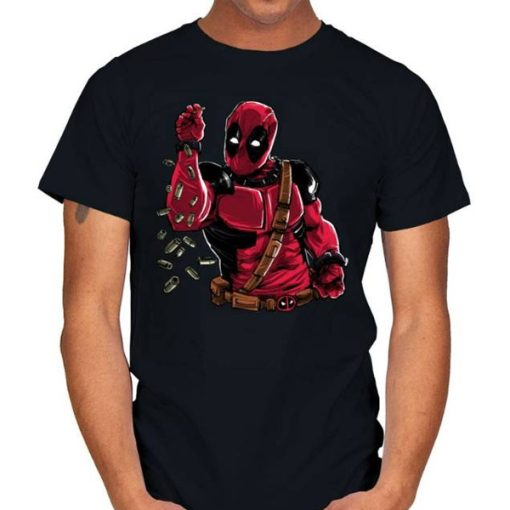 Deadpool with this Salt Bae parody t-shirt