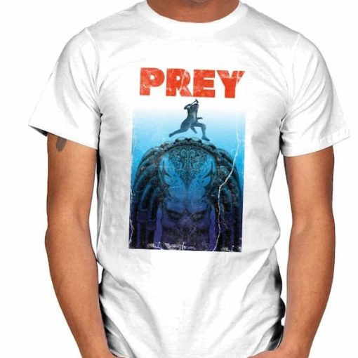 Predator with this Jaws poster parody t-shirt