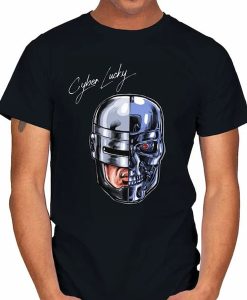 RoboCop and Terminator with CYBER LUCKY t-shirt