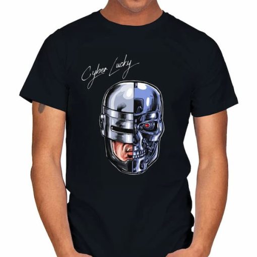 RoboCop and Terminator with CYBER LUCKY t-shirt