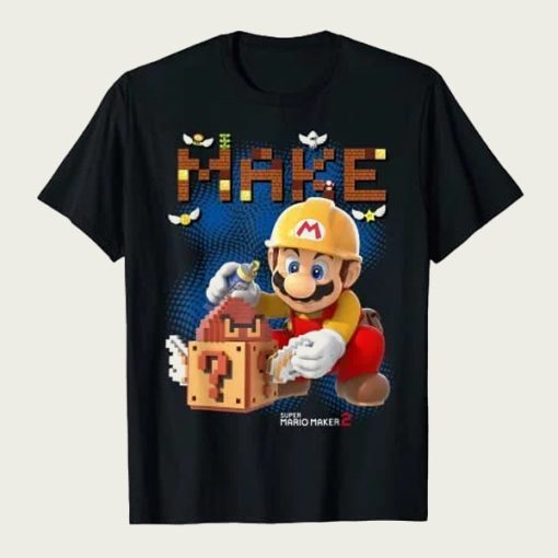 Super Mario Maker 2 Mario Block Building Make t-shirt