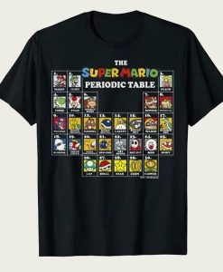 Super Mario Periodic Table Of Characters Graphic t-shirt