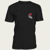 White Skeleton Hand Holding a Red Rose Pocket Print t-shirt