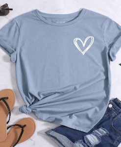 Heart Print Round Neck t-shirt