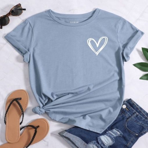 Heart Print Round Neck t-shirt