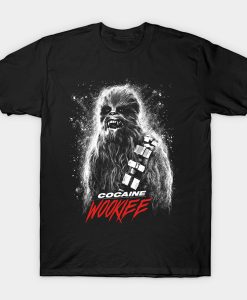 Chewbacca with this Cocaine Bear parody t-shirt