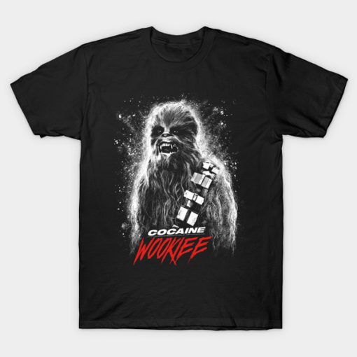 Chewbacca with this Cocaine Bear parody t-shirt