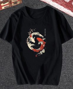Yin Yang The Great Wave Off Koi Fish Tshirt