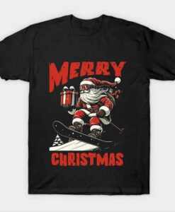 Santa Skateboarding T-shirt