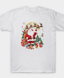 T-shirt Père Noël, renne et bonhomme de neige avec collage de Noël