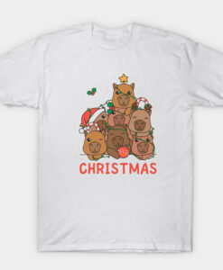 capybara chrismast white t-shirt