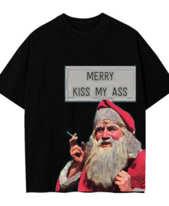 santa kiss my ass black T-Shirt